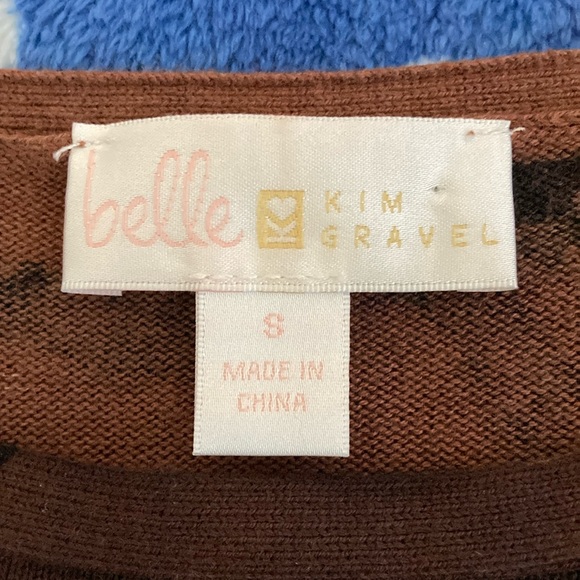 Belle by Kim Gravel Brown and Black Abstract Long Sleeve Scoop Neck Sweater - Picture 4 of 7